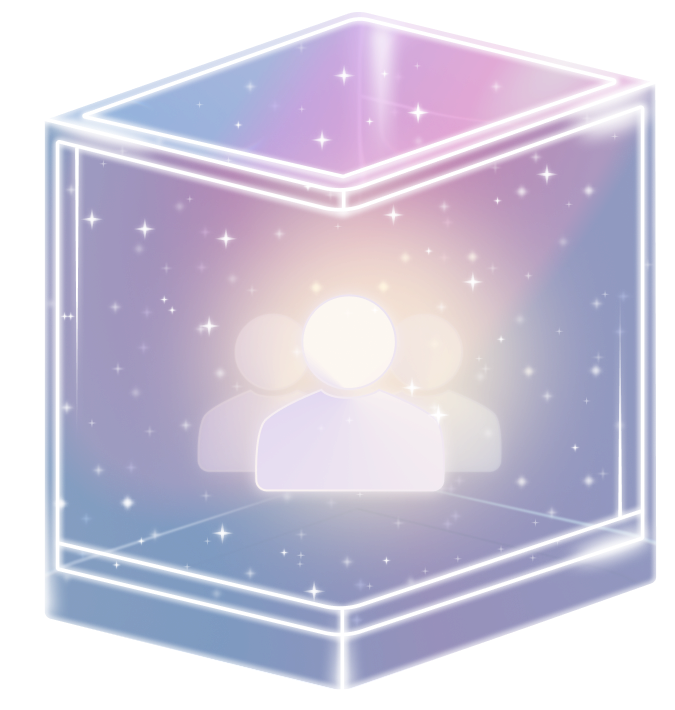 purple block with team members